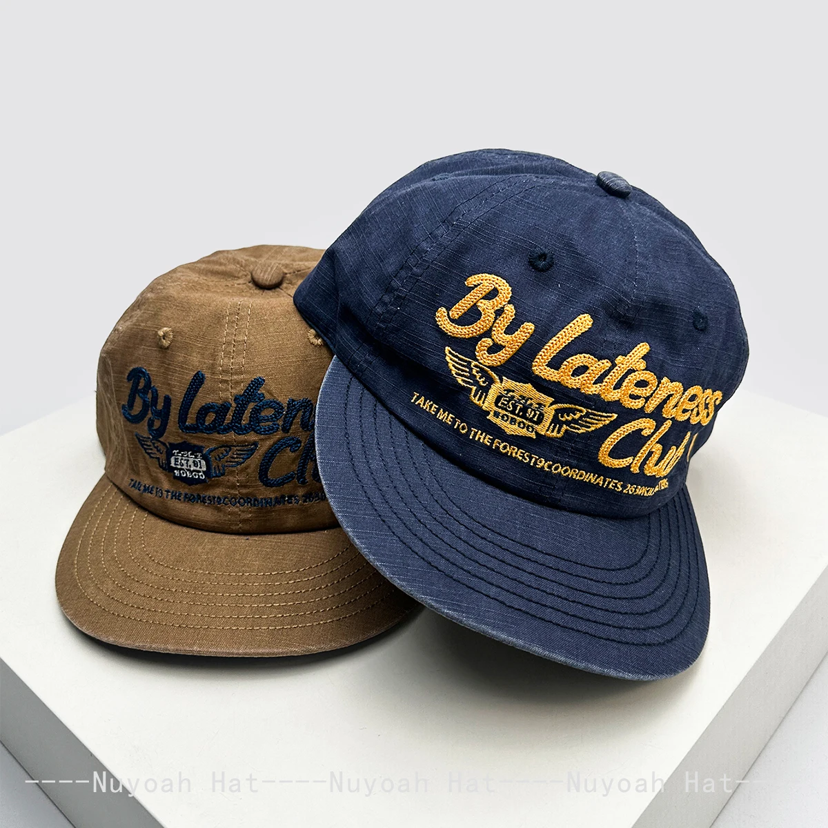 Retro Streetwear Embroidered Letters Baseball Cap Unisex Sunshade Flat Brim Versatile Fashion Outdoor Peaked Cap for Men And Wom