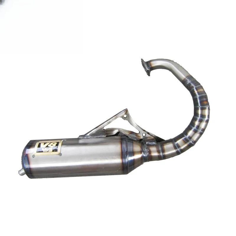For 50 AF18 AF27 AF28 V8 Handmade Exhaust Pipe Half Set 70-90CC Model W005 Scooter Modified Muffler Replacement Part