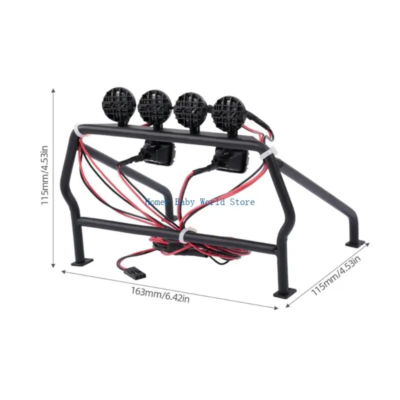 B2QD Metal Roll Cage with 6 Lamp For 1/10 Remote Control Crawlers Modified Accessories