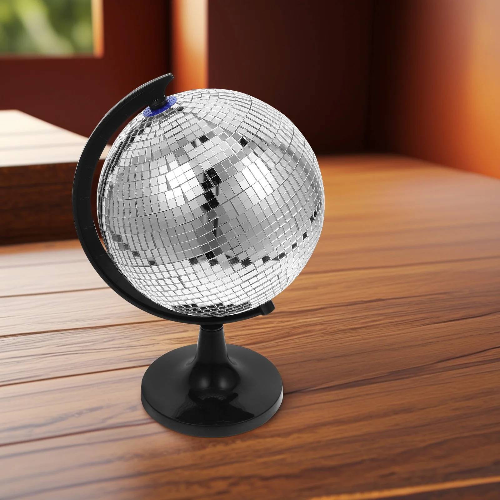 

1pc Earth Globe Decor Reflective Mirror Ball Design For Office Desk Home Party Room Disco Ball Ornament Spinner Accessory