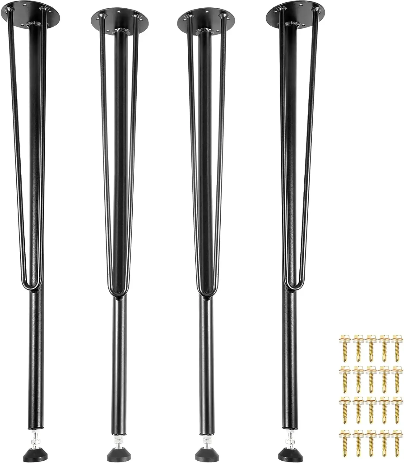 Hairpin Metal Table Legs 28 Inch Desk Set of 4 Heavy Duty Bench Legs 3-Rod Metal Furniture  Wrought Iron Coffee Table