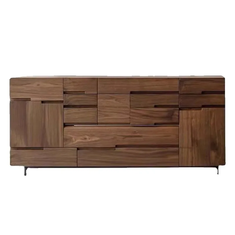 North American black walnut solid wood multi-drawer cabinet Nordic living room locker simple TV cabinet design 5 +
