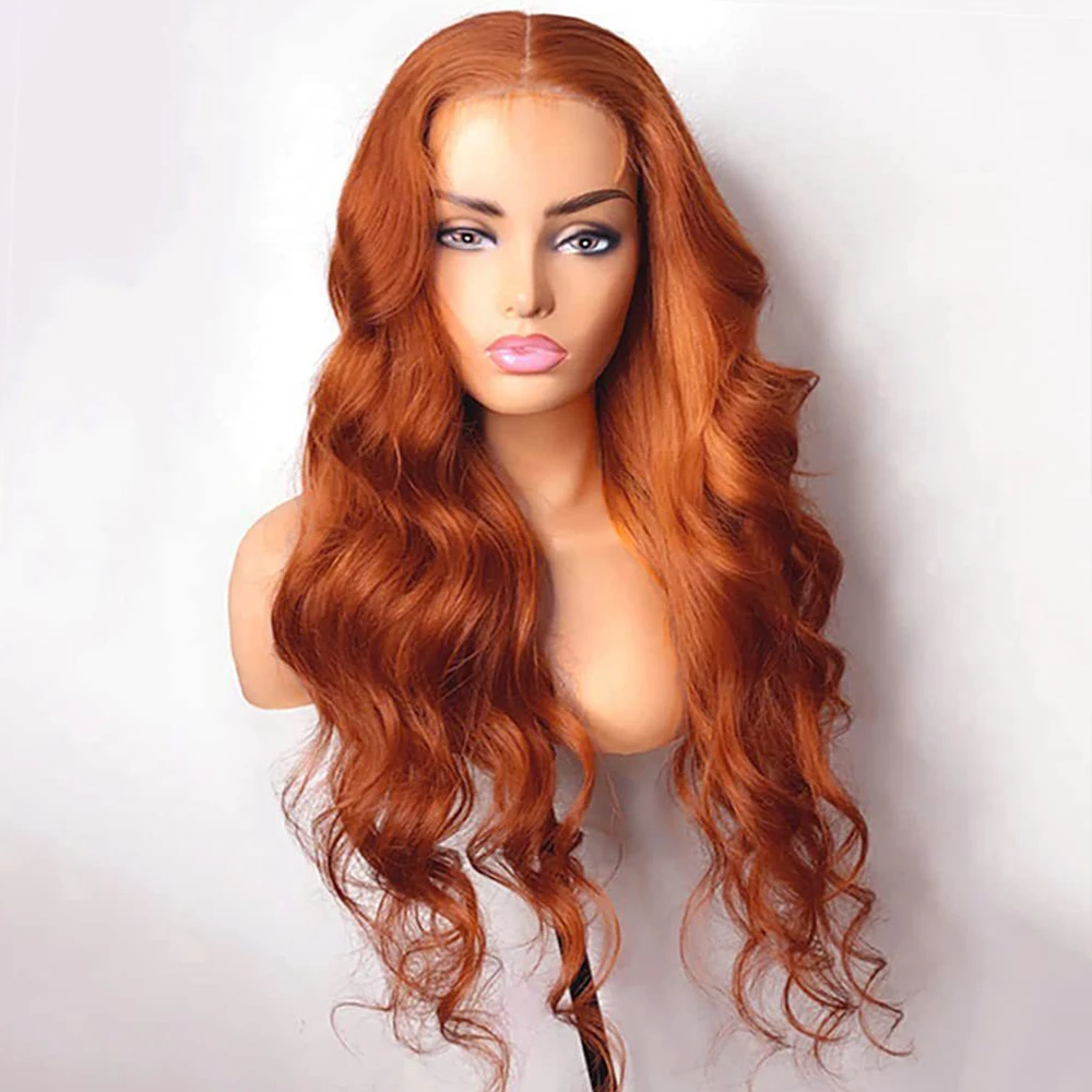 

Синтетические парики с имитацией натуральных волос Ginger Orange, с кружевной передней частью, предварительно прорисованной линией роста волос, готовые к носке, без клея, с эффектом Body Wave, для женщин, для повседневной носки и вечеринок