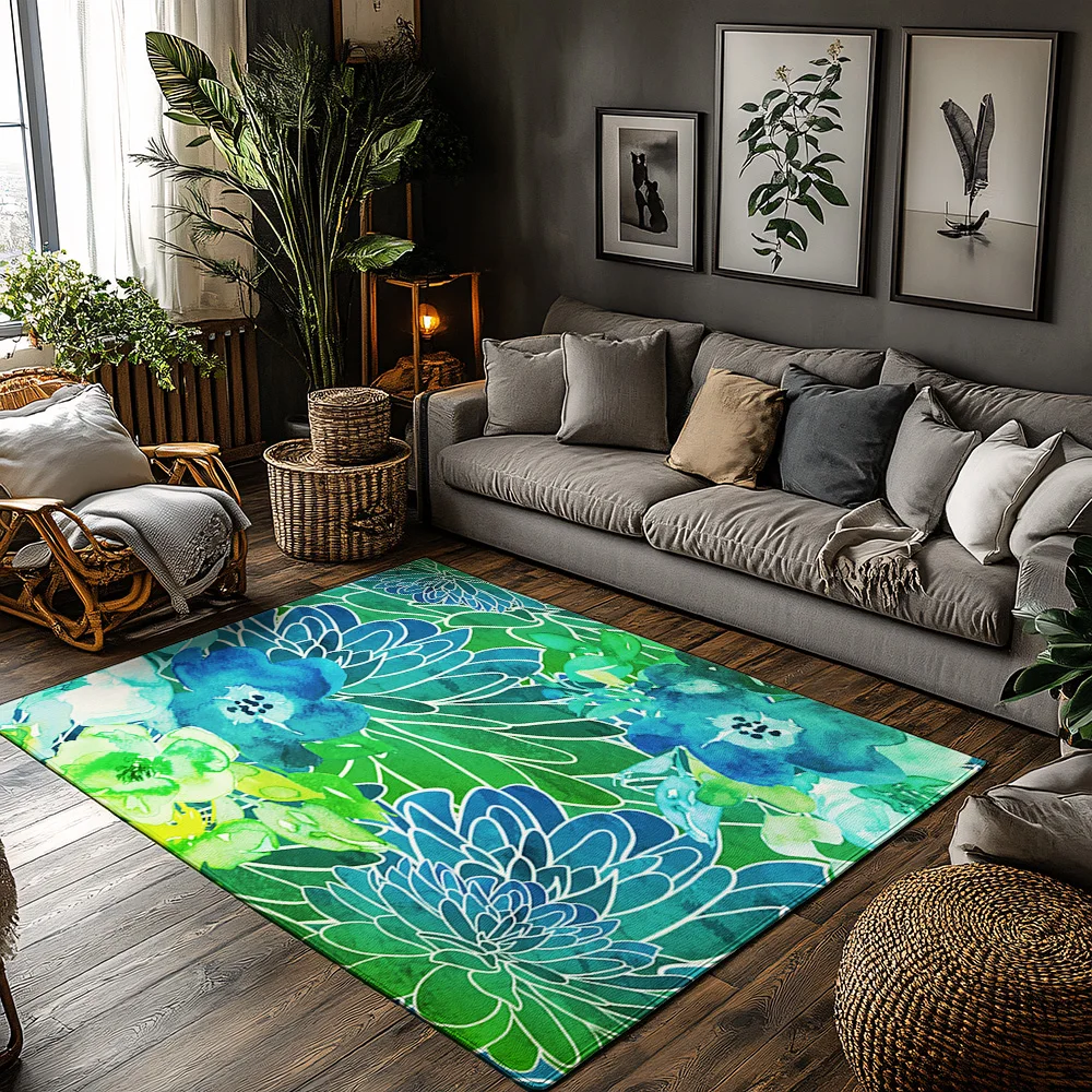 

Цветочный коврик, моющийся, нескользящий, современный, абстрактный, домашний декор, гостиная, спальня, напольный коврик, художественный дизайн природы, мягкий уютный карп