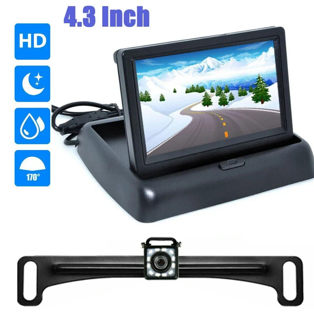 

QueenDer 4.3" Monitor Backup Camera Wired Car Rear View HD Parking System Night Vision