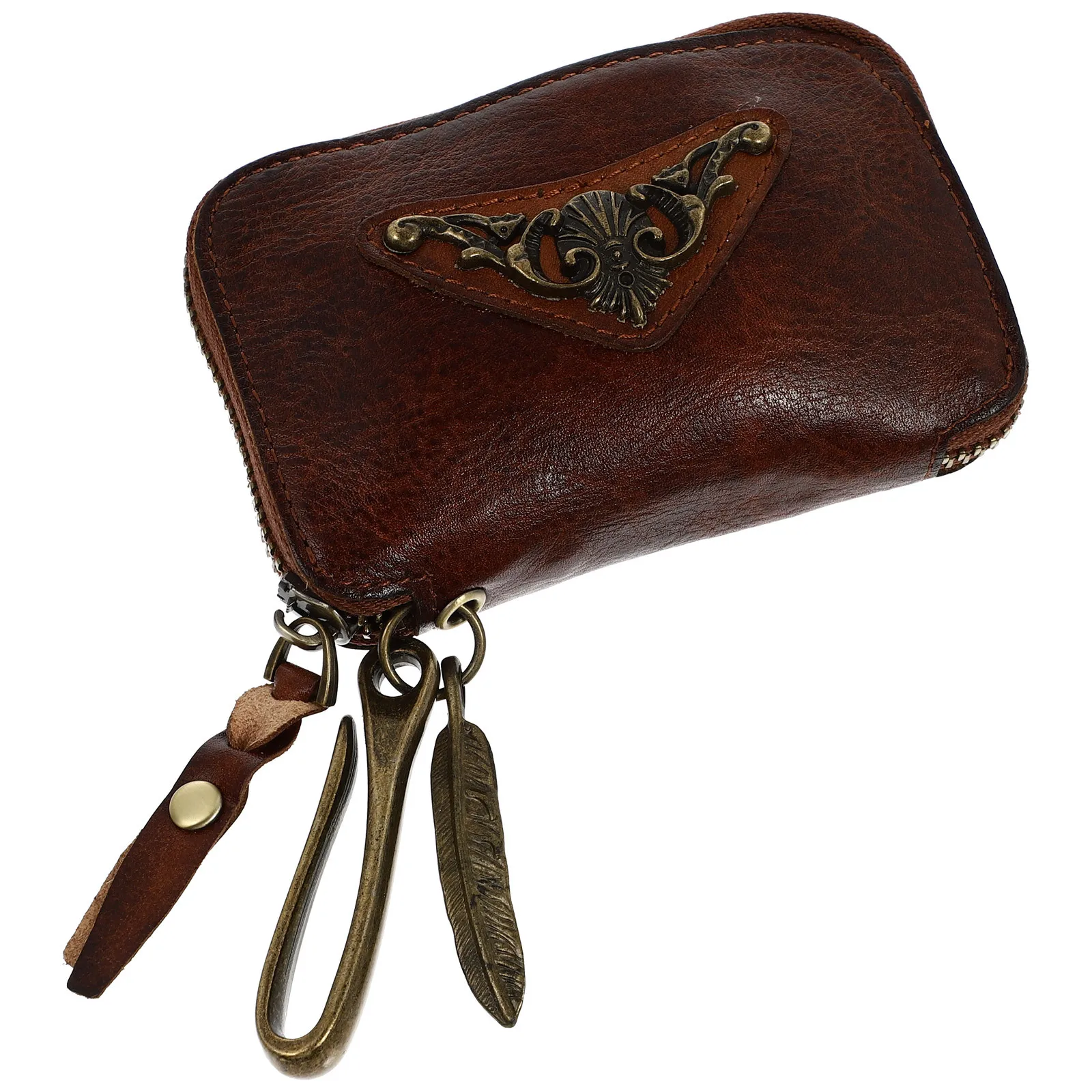 

1pc Cowhide Organizer Slim Design Large Capacity Waterproof Key Pouch For Car Keys Portable Key Storage Bag