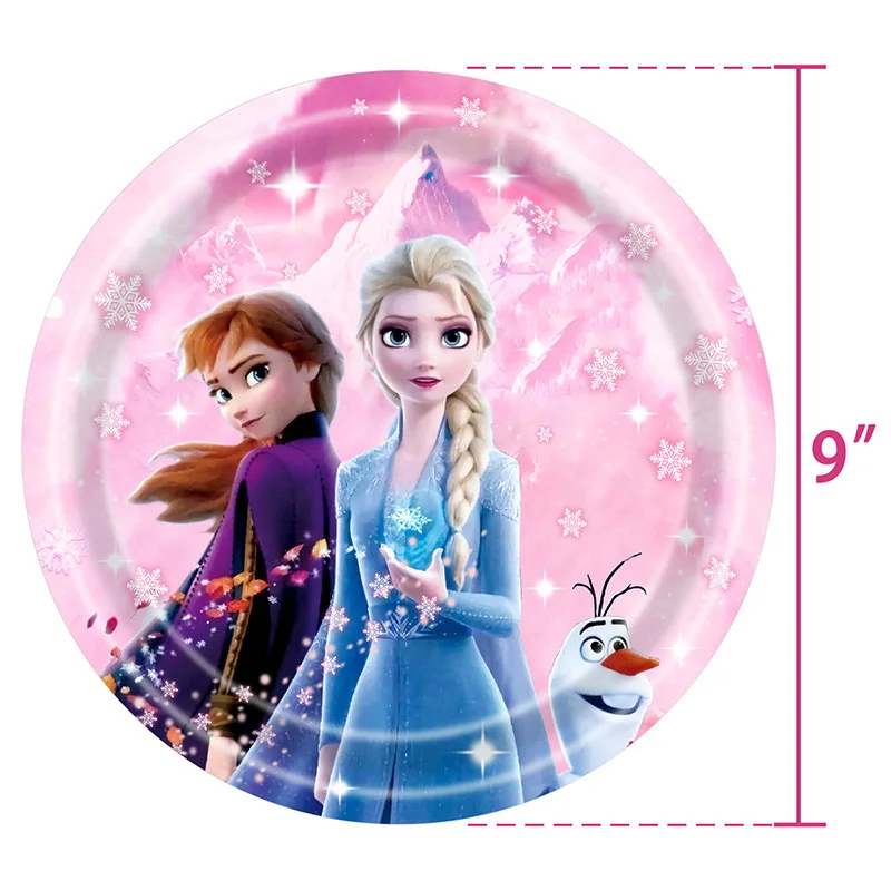 Disney Frozen Birthday Decorations Princess Anna Elsa Disposable Tableware Plates Cups Background Children\'s Party Supplies