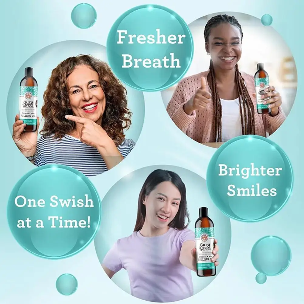 Coconut Mint Pulling Oil Mouthwash Alcohol-free Teeth Whitening Fresh Oral Breath Tongue Scraper Set Mouth Health Care