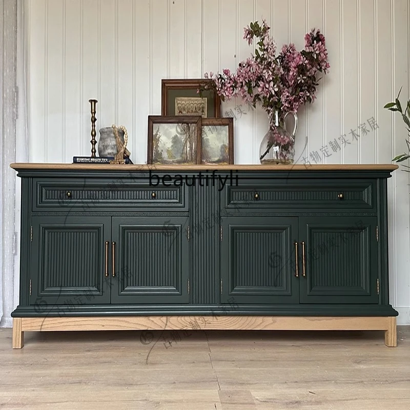 

French Light Luxury Retro Solid Wood New Classical Storage Cabinet / Large Capacity Entryway Storage Cabinet