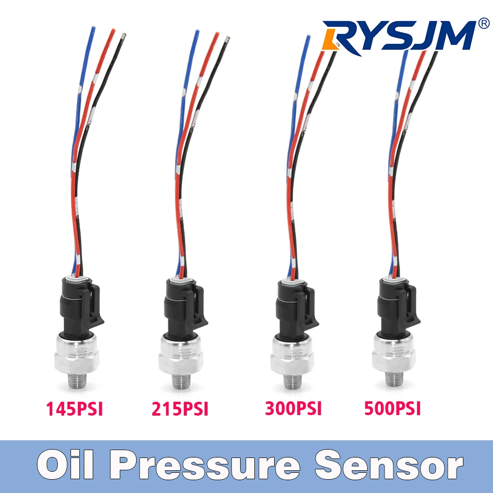 1/8NPT Oil Fuel Air Pressure Transducer Transmitter Sensor 100/150/200/300/500Psi Oil Pres Sensor Stainless Steel DC 5V