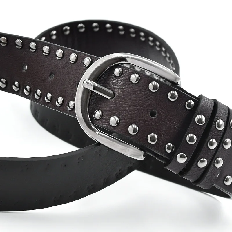 Neuer europäischer und amerikanischer breiter Gürtel für Damen im Punk-Stil, modische Niete, lässig, mit Jeansgürteln für Damen, Luxus-Designermarke – Detail 6