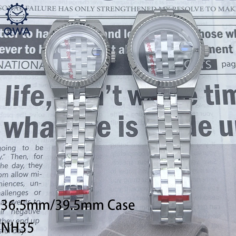 

QWA NH35 36,5 мм/39,5 мм сапфировое стекло Land-Dweller корпус часов с ремешком из нержавеющей стали подходит для часов с механизмом NH35 аксессуары