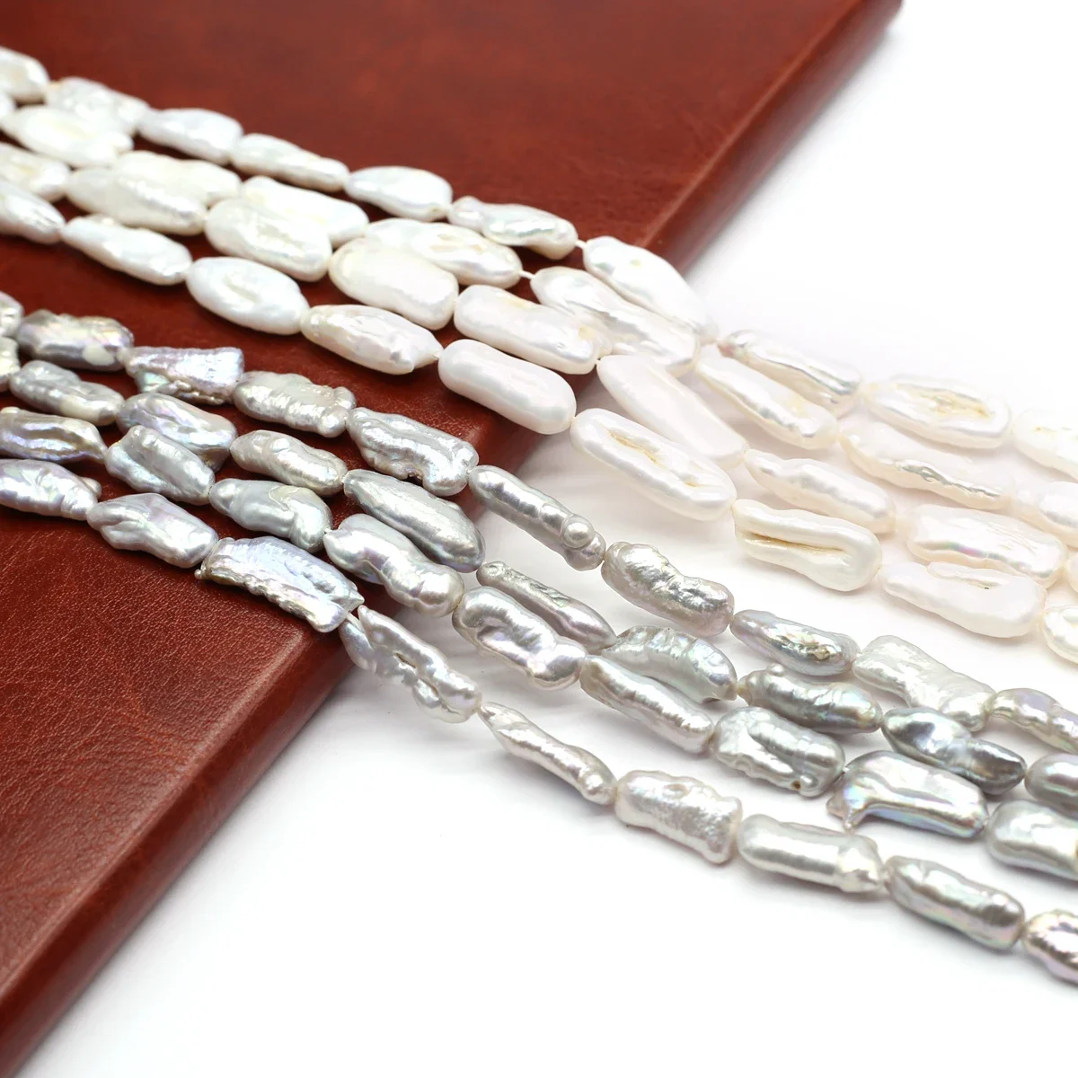 Natural Freshwater Baroque Pearls Beads Long Strip Shape Gray White Beads Jewelry Making DIY Necklace Earrings Accessories Gifts