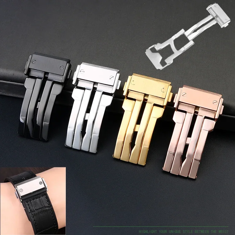 

Solid Stainless Steel Clasp With Tools Silver Black Fits For Hublot Big Bang Watch Men's Silicone Strap Buckle 22mm With tools