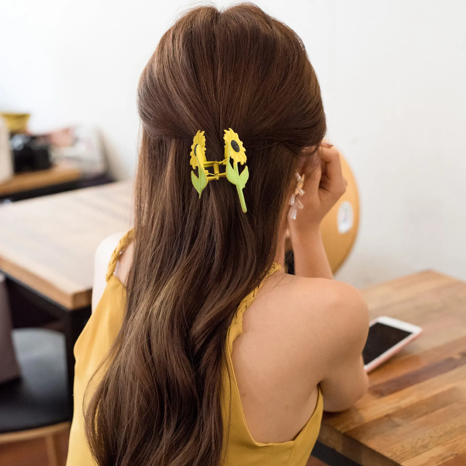 

2 шт. заколки-крабики для густых волос, плоские, декоративные, с цветочным узором, для женщин