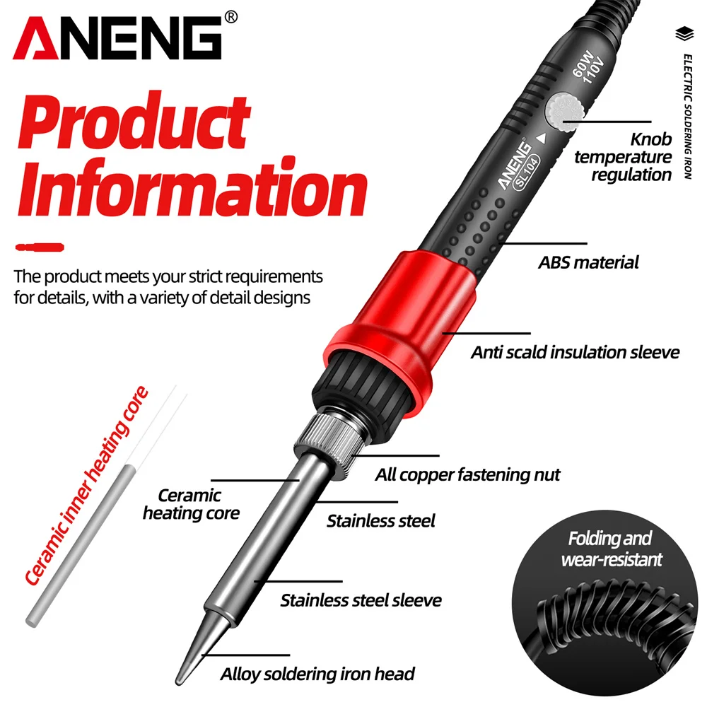 ANENG Electric Soldering Iron 60W Professional Fast Welding Equipment 110V/220V SL104 Heater Soldering Iron Tips Welding Tools