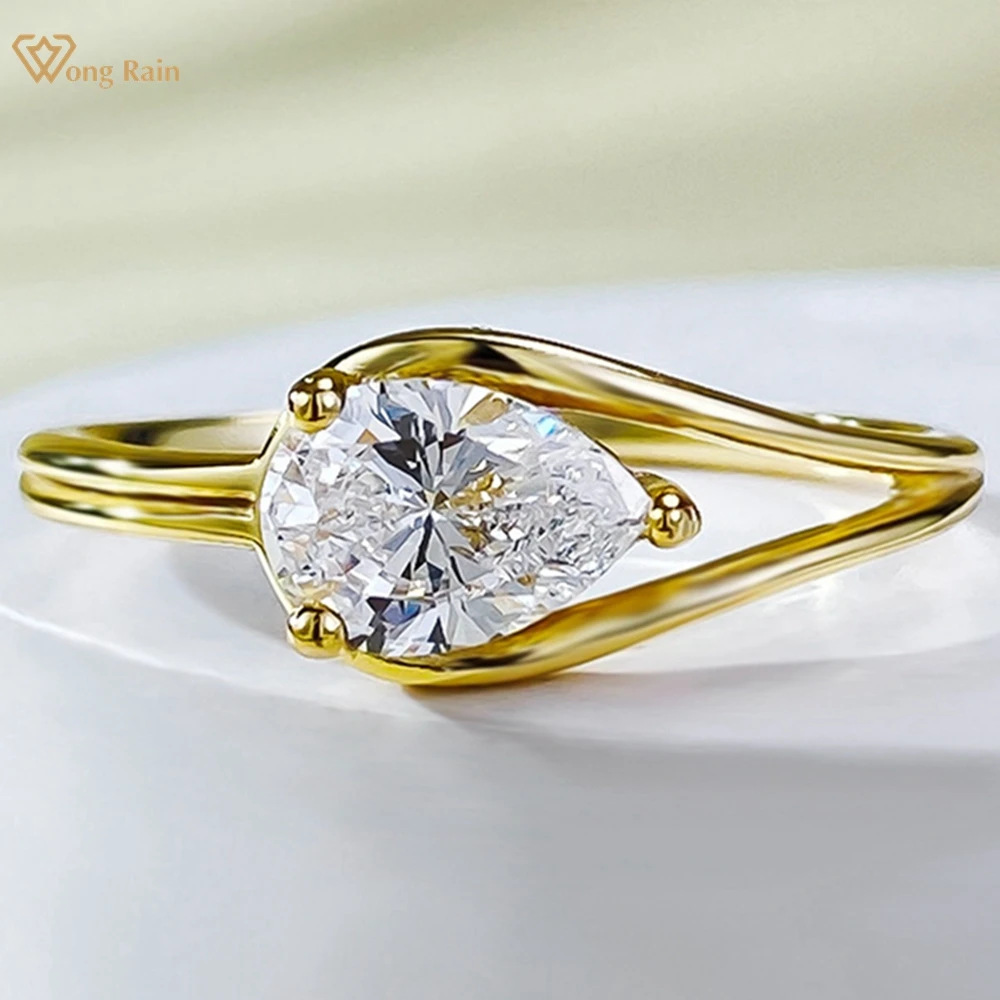 

Wong Rain 18K Gold Plated 925 Sterling Silver Pear Cut 5*7MM Lab Sapphire Gemstone Ring for Women Wedding Fine Jewelry Wholesale