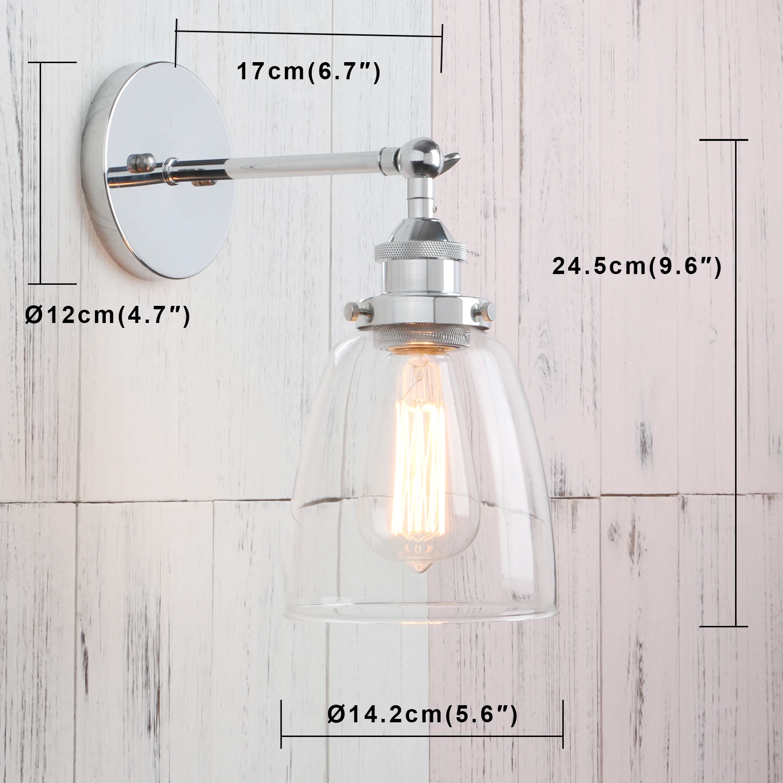 Phansthy Vintage Wall Lamp Clear Glass shade Modern Sconce Mirror Wall Lights indoor loft stair Lighting Fixture Christmas Decor