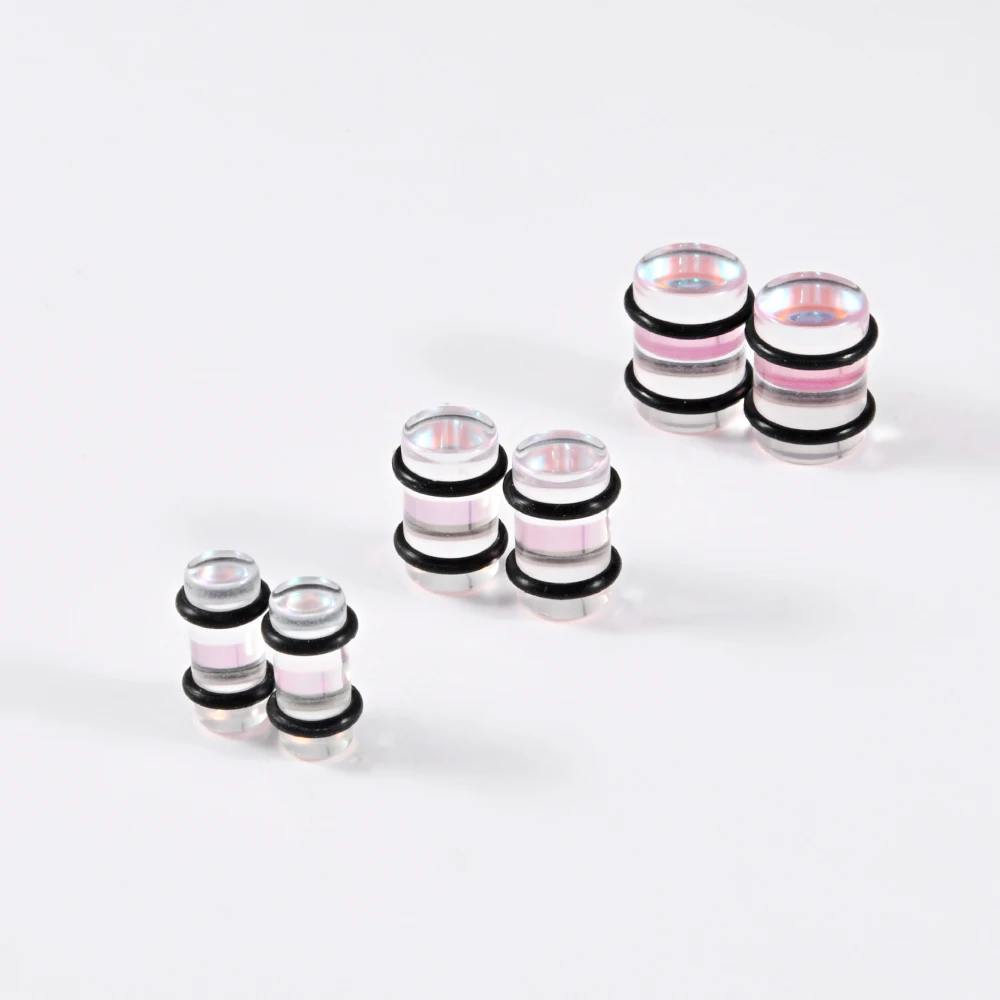 1/2PC Transparent Round Bone Glass Ear lugs Ear Stretched Expansion Ear Gauge Tunnel Piercing Bodyjewelry Unisex Decoration