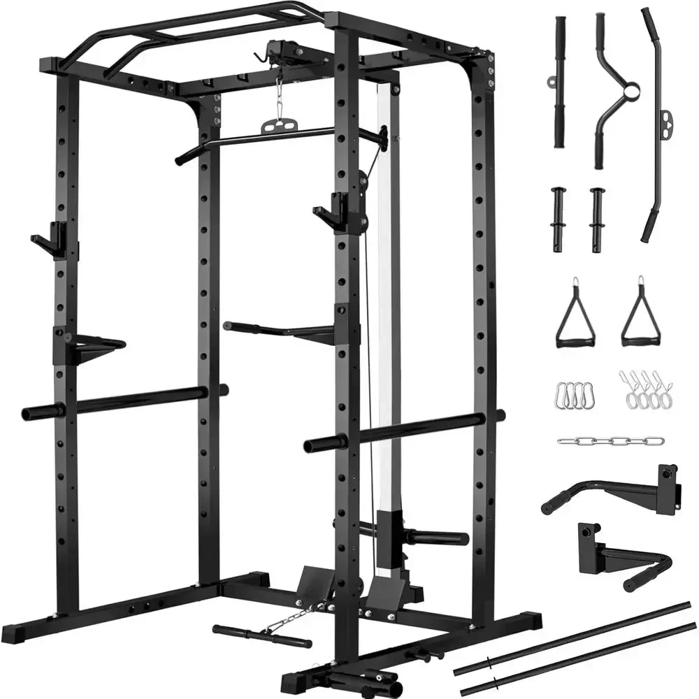 2000LBS Capacity Power Rack wi - огляд і ціна Lat Pulldown Cable