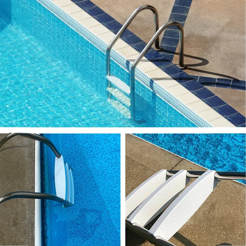 3Pcs White Anti-Slip Polka Dot Pool Ladder Steps Replacement Parts For 1.9 Inch Diameter Above Ground In-Ground Swimming Pool Tr