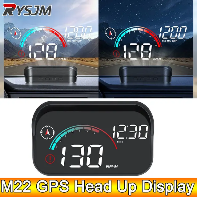 AD M22 GPS HUD dla wszystkich samochodów Wyświetlacz przezierny Uniwersalny cyfrowy prędkościomierz GPS Projekcja LCD na szklanej prędkości projektora przedniej szyby