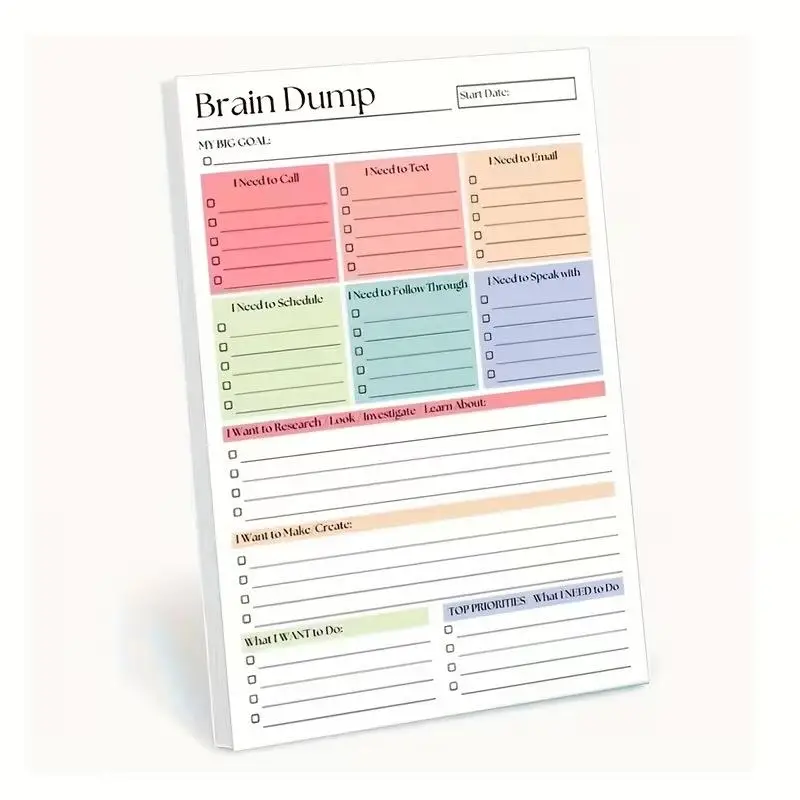 50/150 Sheets Undated Minimalist Journal Brain Dump Notebook A5 To-Do List & Task Manager For Project Planning Self-Organization