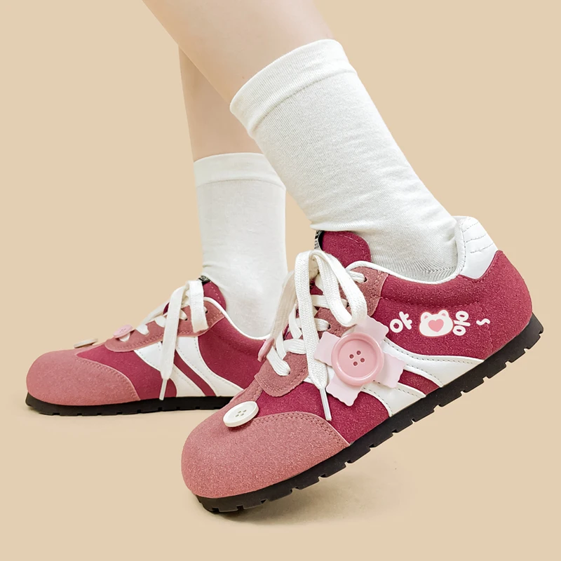 Amy and Michael Lovely Women Pink Flat Sports Casual Sneakers Girls Students Athletic Shoes Fashion Female Tennis Shoes Low Top