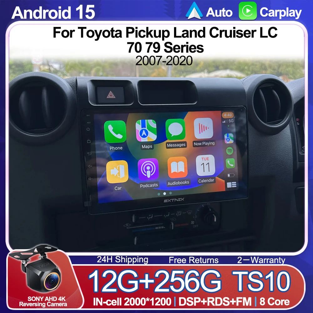 Android Auto radio For Toyota Pickup Land Cruiser LC 70 79 Series 2007-2020 Wireless Carplay Multimedia Car Radio WIFI Bluetooth