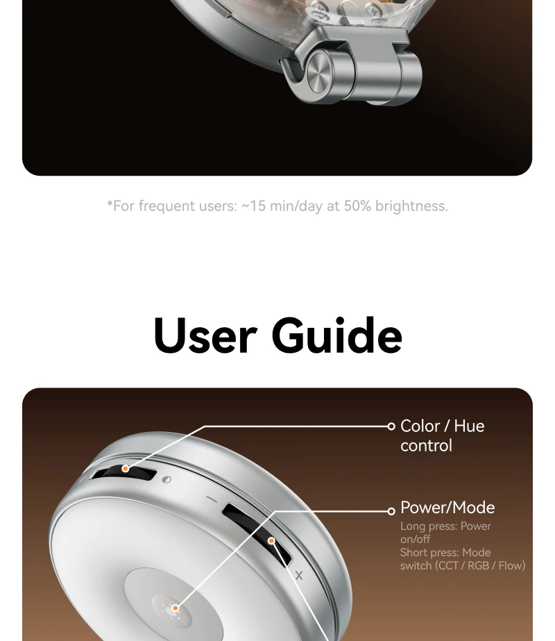 TELESIN Magnetisch 360° ° Rotierendes RGB-Füllicht Mini-Selfie-Licht 3 Modi Einstellbare Farbe und Helligkeit für Smartphone iPhone Android – Detail 13