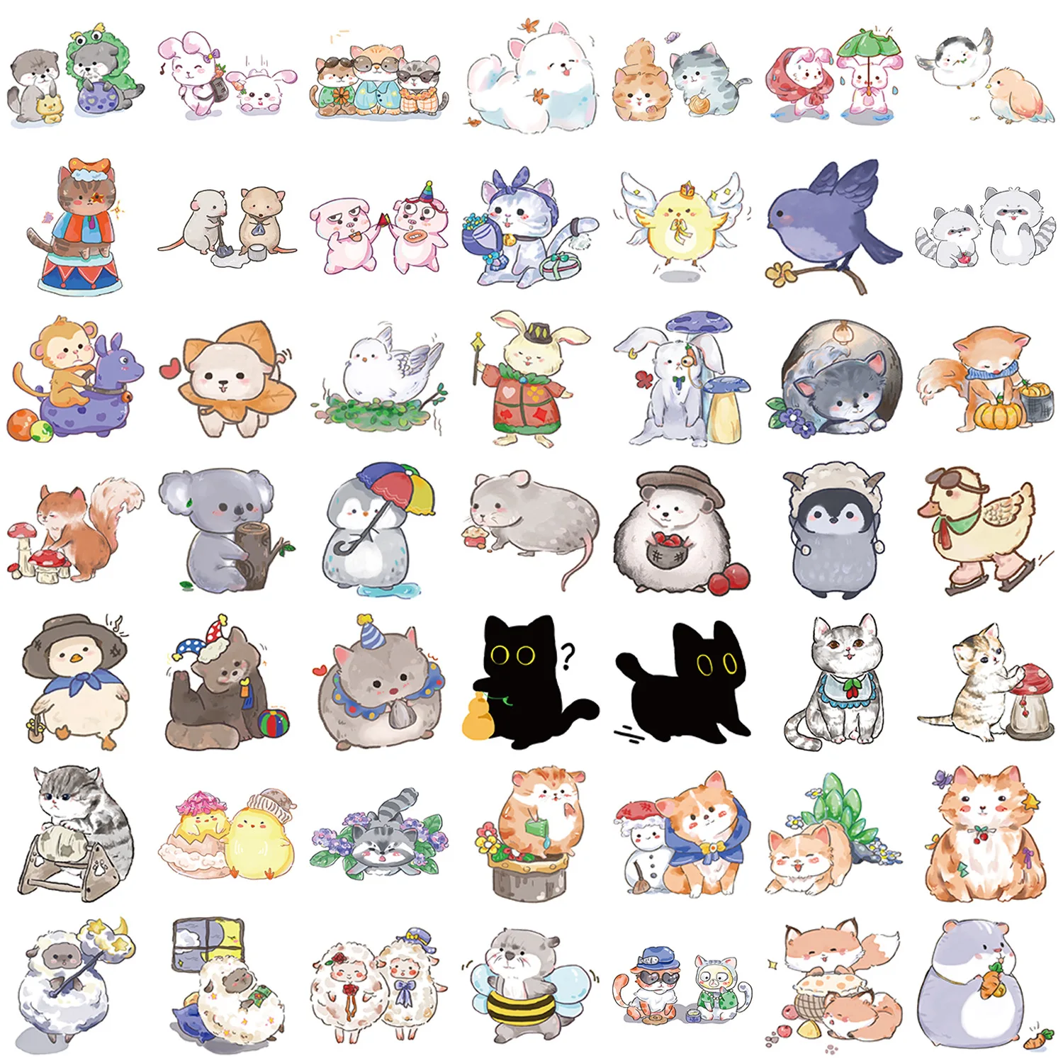 50 pezzi di cartoni animati dipinti a mano adesivi animali Kawaii estetica bagagli chitarra laptop graffiti adesivo decorativo regalo giocattolo ragazza per bambini