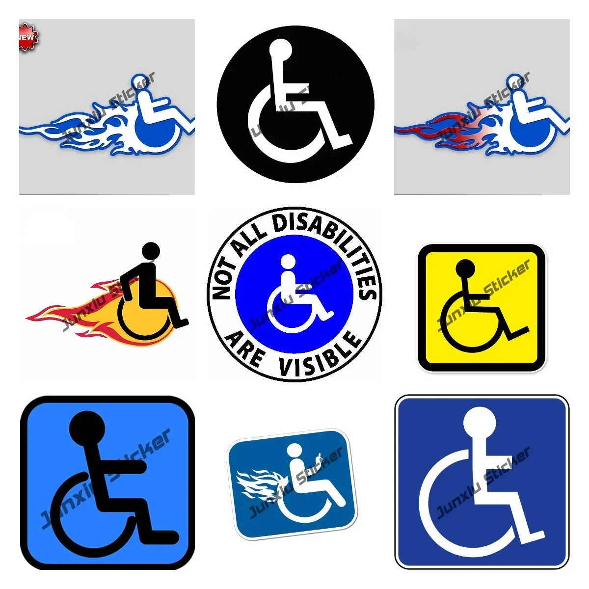 Handicap Color Vinyl Decal Sticker Waterproof Car Window Disabled Wheelchair Disabled Round Warning Decoration PVC Car Sticker