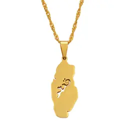 Anniyo Qatar Country Map Pendant Necklaces for Women Girl Qatari Jewelry  #030021