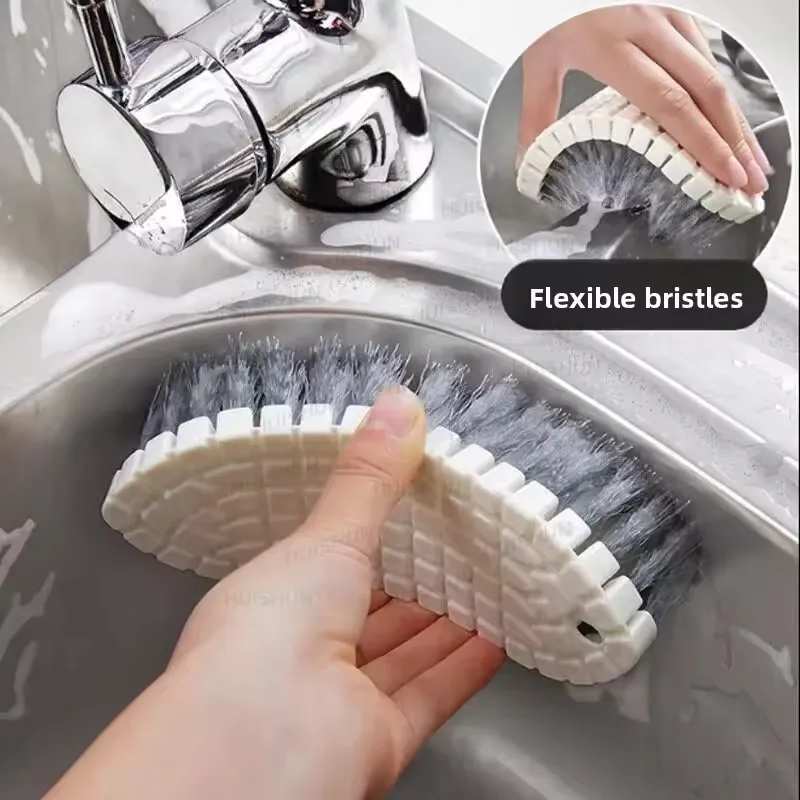 Flexible Household Cleaning Brush Corner Scrub Brush Non-Slip Tough Bristles Kitchen Bathroom Laundry Tile Sink Bathtub Cleaning