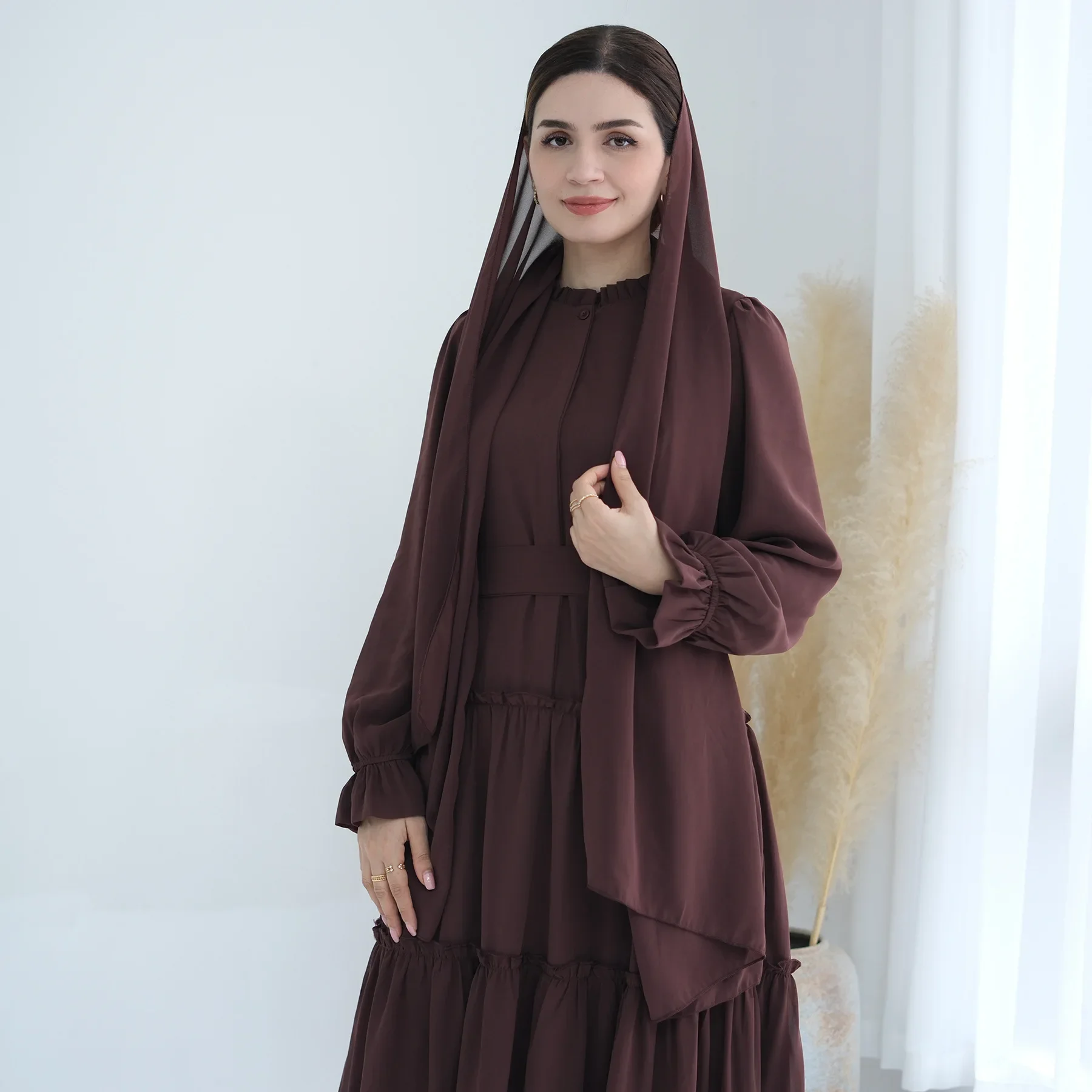 Muzułmańskie kobiety Warstwowa sukienka Maxi Ramadan Eid Kebaya Kaftan Marocain Kaftan Dubaj Turcja Szata Saudyjskoarabski Abaya Islamski Jalabiya