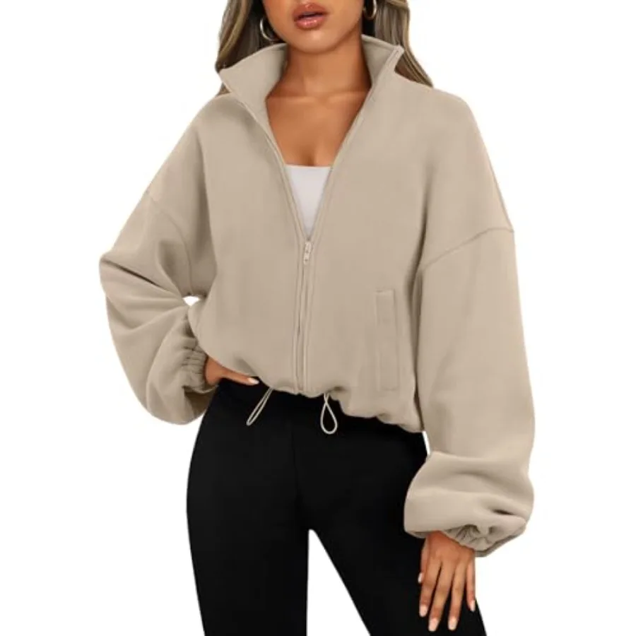 

AUTOMET Womens Fleece Jackets Zip Up Oversized Sweatshirts Winter Clothes Long Sleeve Crop Sherpa Fall Outfits Fashion