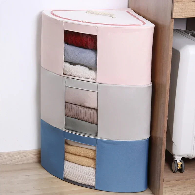 New Foldable Fan shaped Storage Box Corner Container with Handle Portable Oxford Cloth Organizer Box