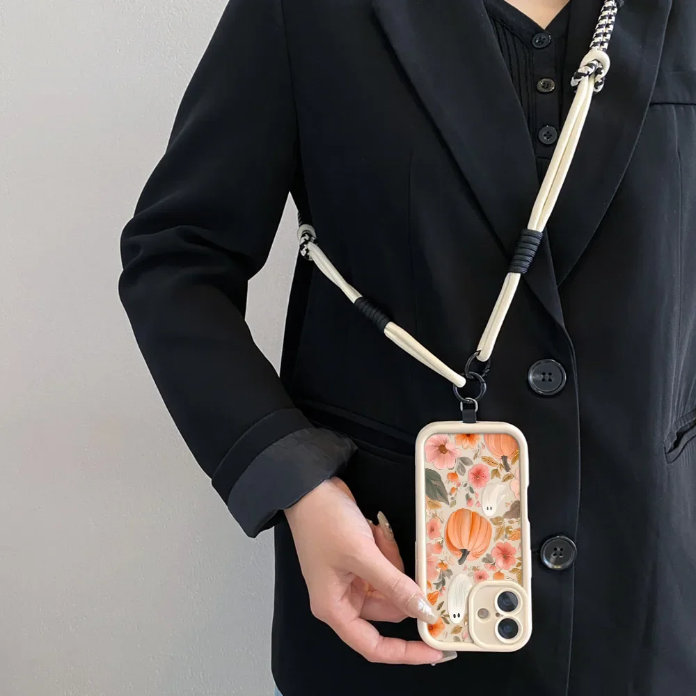 Ypm5Long حبل جراب هاتف ForRedmi Note14 13 12 11 10 9 8 7Pro Plus14s 13C 12C 14C 9C 10C اليقطين فانوس Crossbody الحبل غطاء