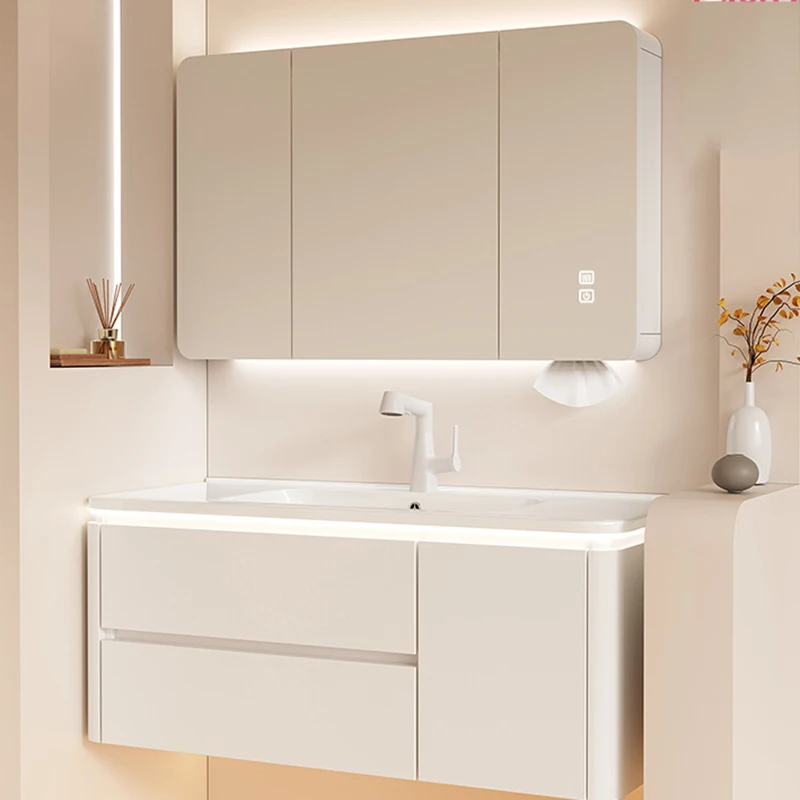 

Luxury Modern Bathroom Cabinet White Classic Cute Smart Drawer Bathroom Cabinet Storage Mirror Armario Banheiro Home Furniture
