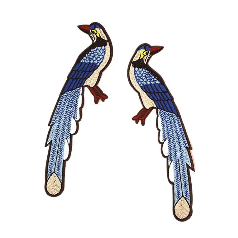 

20 шт./партия, нашивки с вышивкой в виде синего павлина