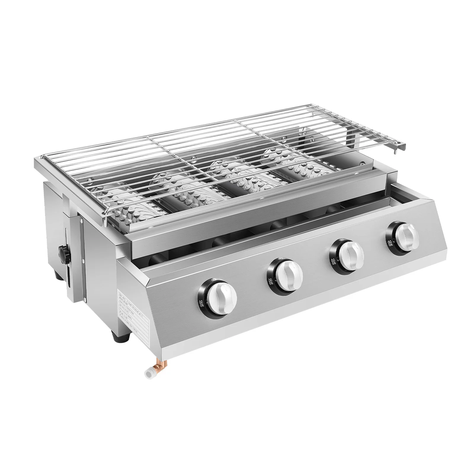 

4 Burner Gas Griddle Large Portable LPG BBQ Grill with Adjustable Height Electronic Ignition Low Smoke for Outdoor Camping Party