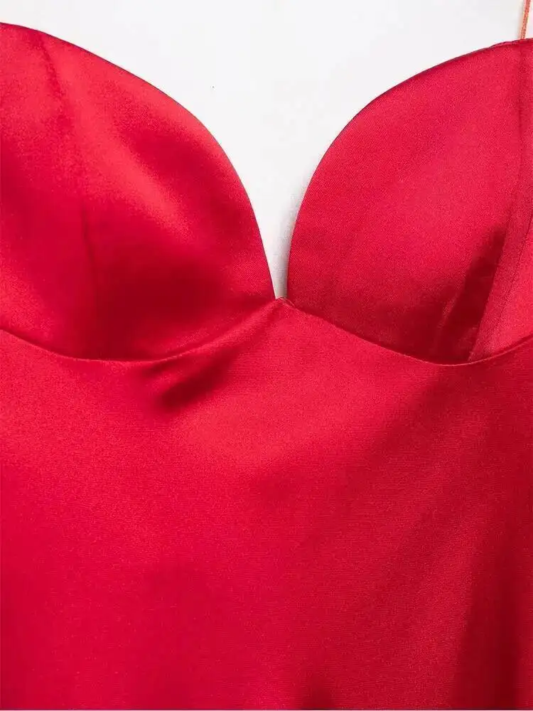 2025 أزياء السيدات مثير رقيقة فستان بكتافة الخامس الرقبة أكمام فساتين ضئيلة الأحمر أنيقة عارية الذراعين مساء حزب فساتين طويلة OAG8 #5