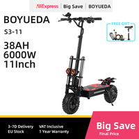 BOYUEDA S3-11 38Ah 6000W 60V Max Speed 85-95km/h Oil Brake 11 Inch Electric Scooter 200Kg Max Load 100Km Range Tax free