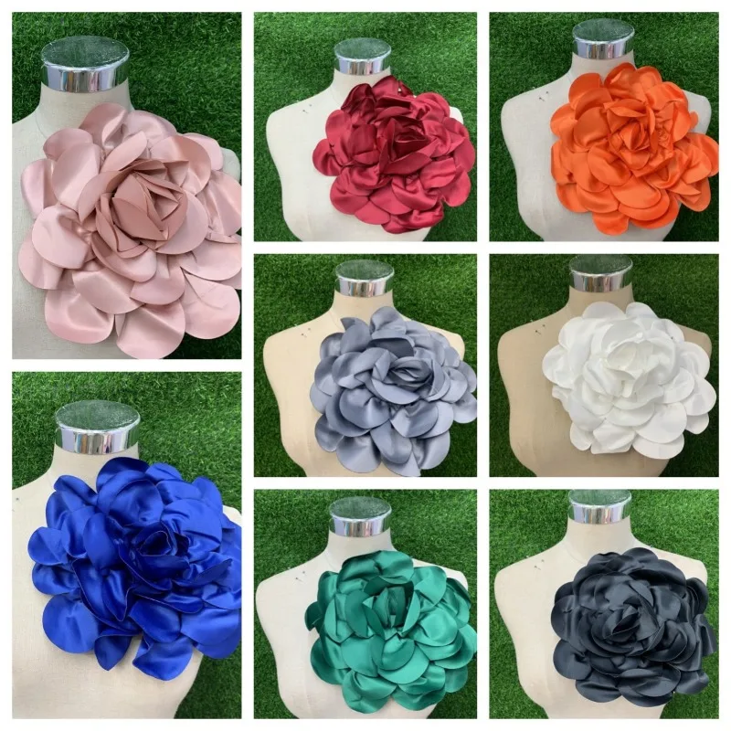 New 24CM Handmade Fabric Satin Flower Women's Large Flower Brooch Suit Accessory Pin Dress Corsage