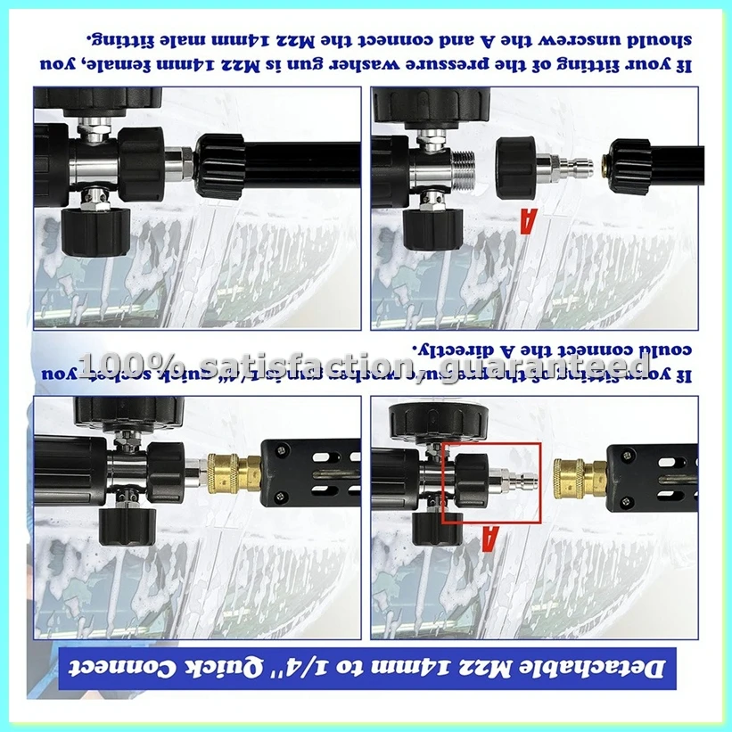 

Пеногенератор для мойки высокого давления Daily Tool с двойным соединительным адаптером, насадка с двойным соплом для пеногенератора - AD23