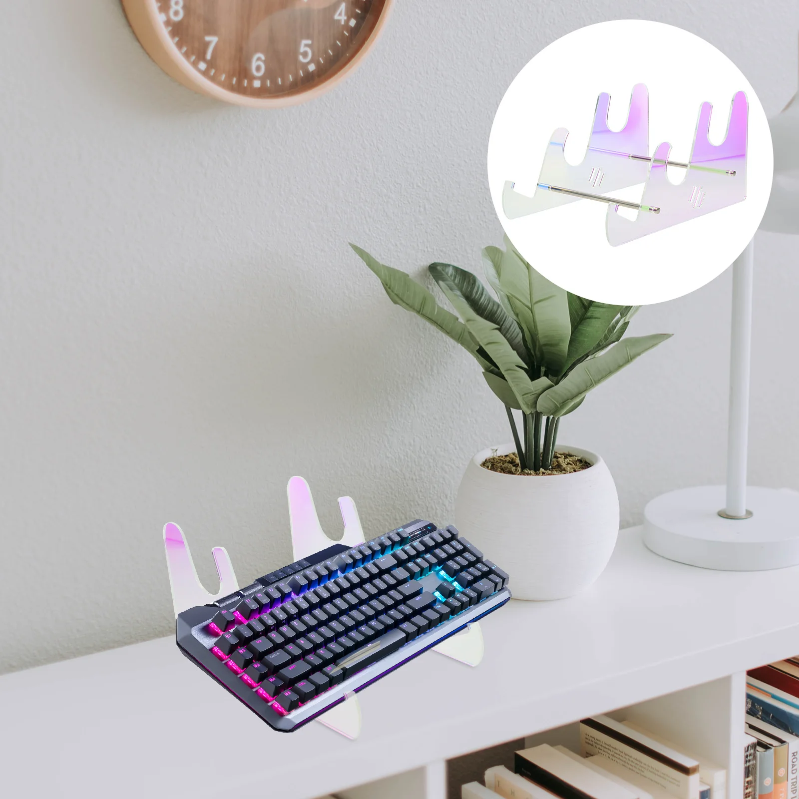 

3 Tier Acrylic Keyboard Stand Holder for Desk Mechanical Keyboard Display Stand Organzier Irindescent Surface Design