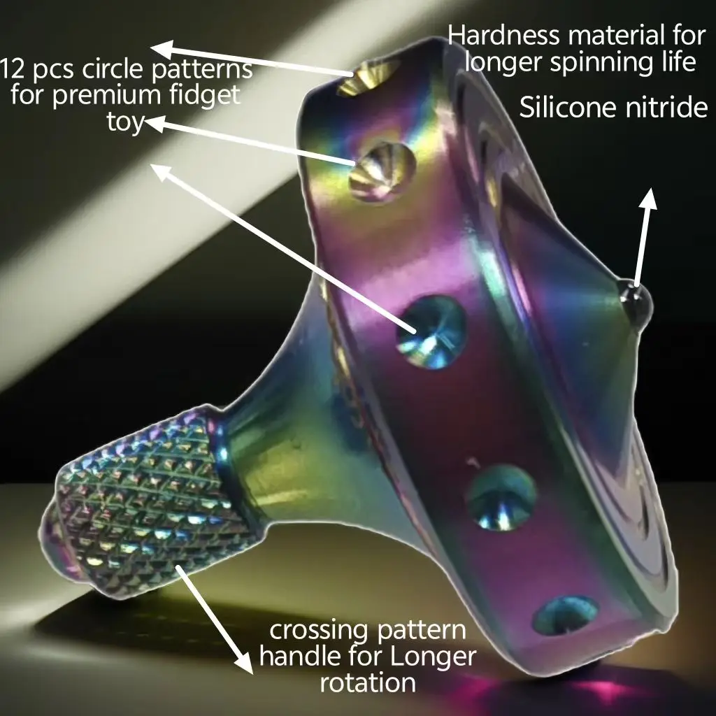 스테인리스 스틸 스피닝 탑, 프리미엄 완벽한 밸런스 금속 책상, EDC 스피너 피젯 장난감, 긴 스핀 시간 6 분