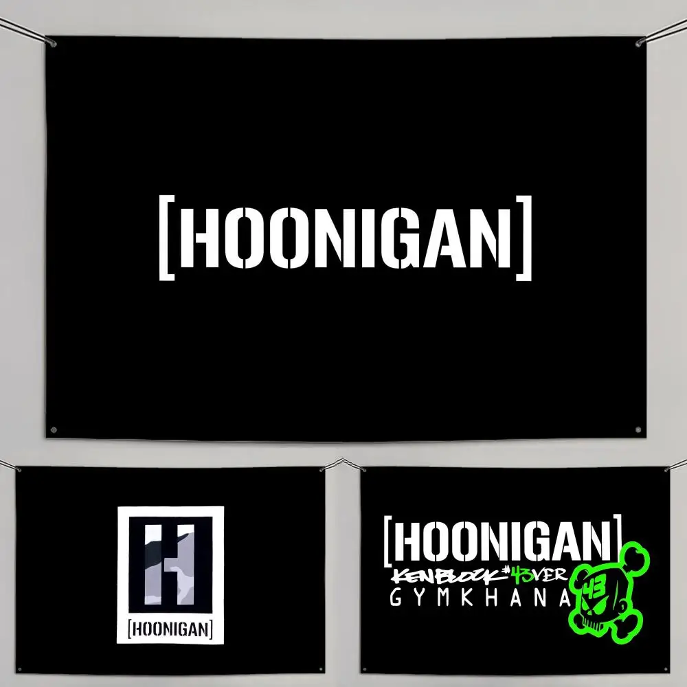 Hoonigan Racing car modification Flags Bedroom Living Room Wall Hanging Banner Cozy Tapestry Home Decor Gift