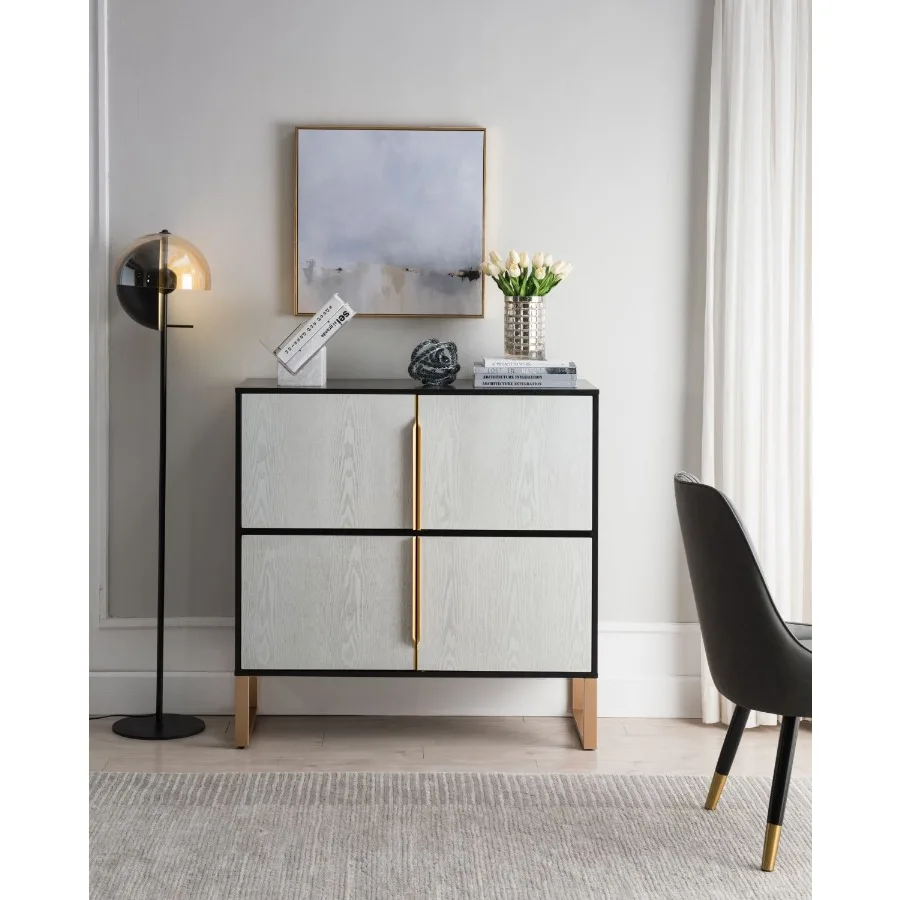 

FourDoor Storage Cabinet 42 Buffet Cabinet with Metal Base Handles Sideboard Coffee Bar Cabinet with 4 Doors for Kitchen Dining