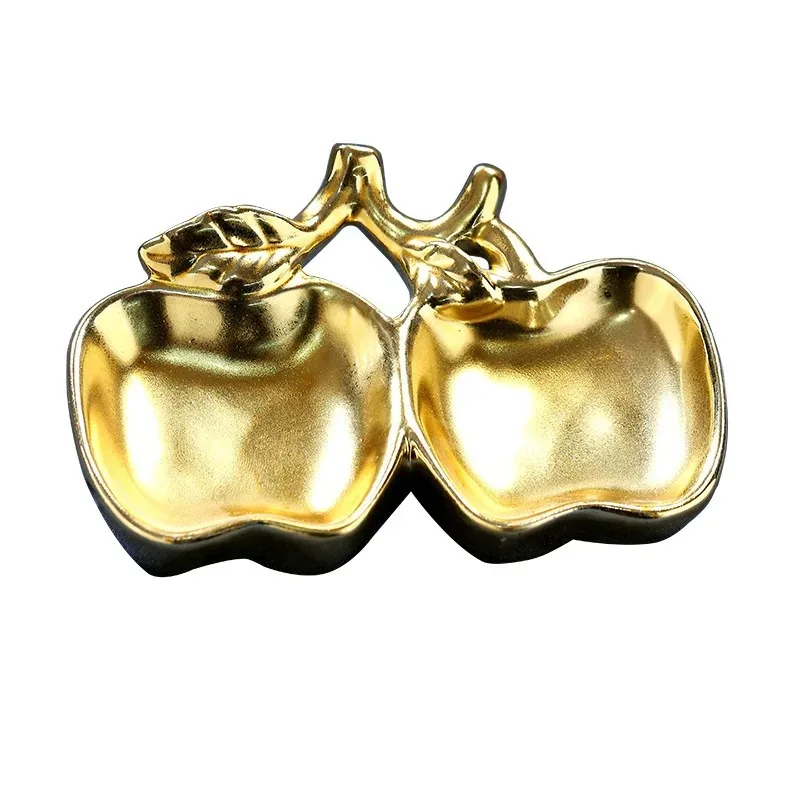 

Ceramic jewelry plate electroplated apple plate storage plate creative pineapple shape